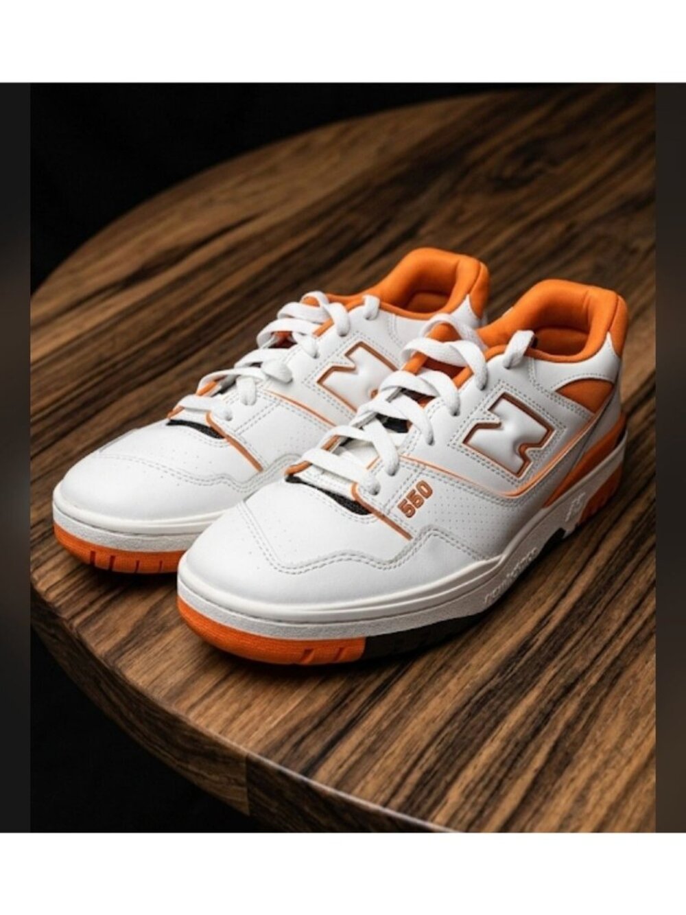 New Balance Leather Low Top 550 Varsity Orange/White Sneakers Men Size 8